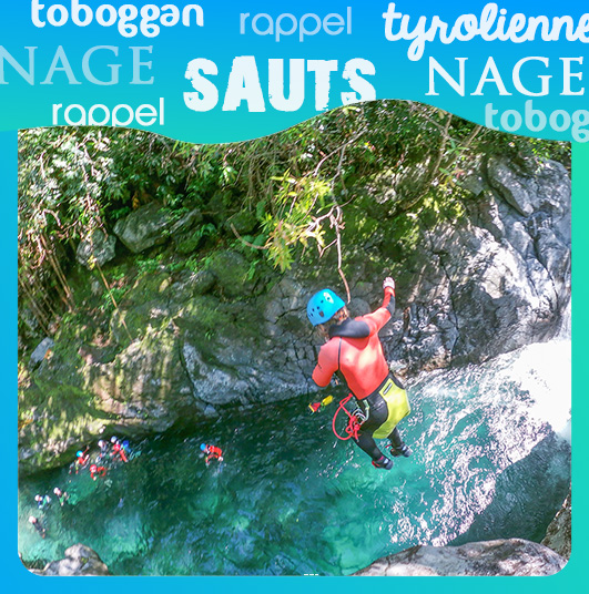 saut nage toboggan canyoning